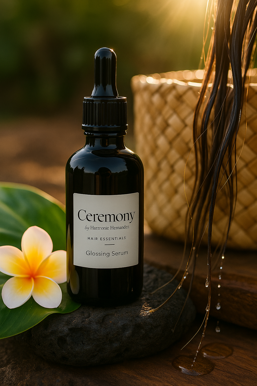 ceremony organic glossing serum - glossing serum bottle sunset hawaii - made in small batches on kaua'i