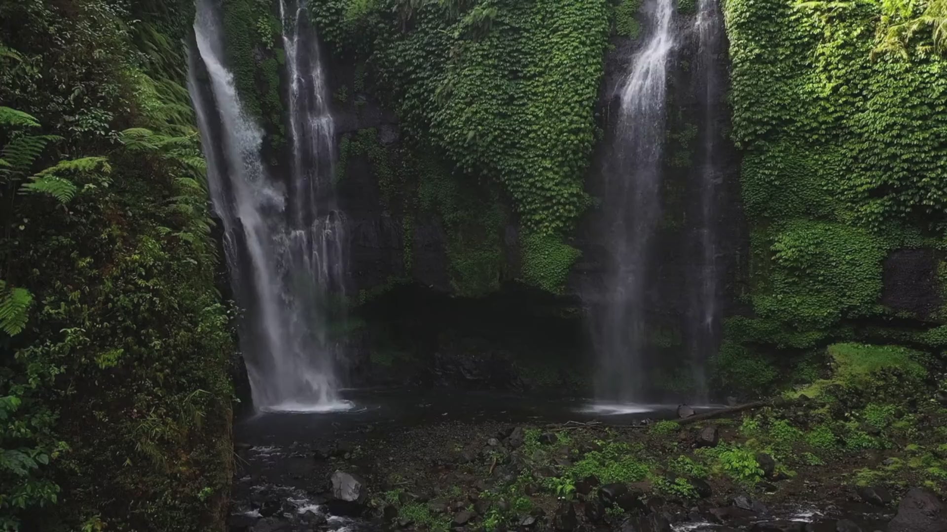Load video: Ceremony Hair Essentials introduction video featuring a lush waterfall backdrop, symbolizing purity, nature, and the power of organic haircare.